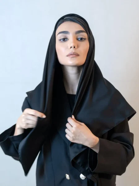 روسری ساتن کره‌ای مشکی