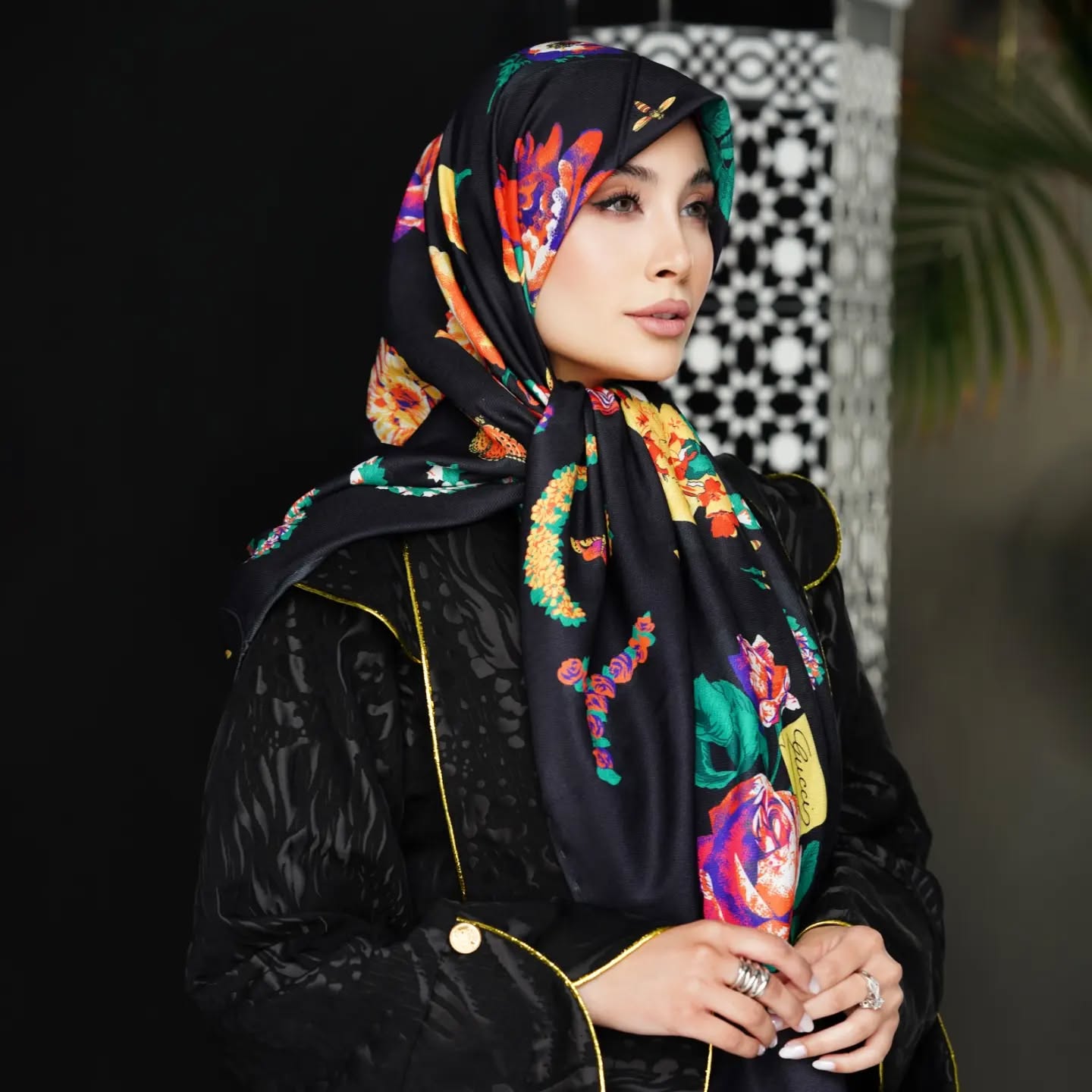 روسری ابریشم گوچی گلدار