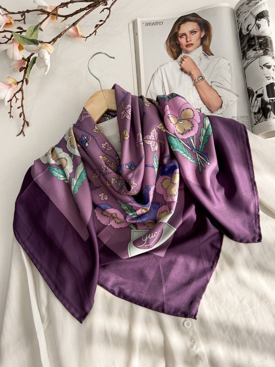 روسری ابریشم طرح گوچی