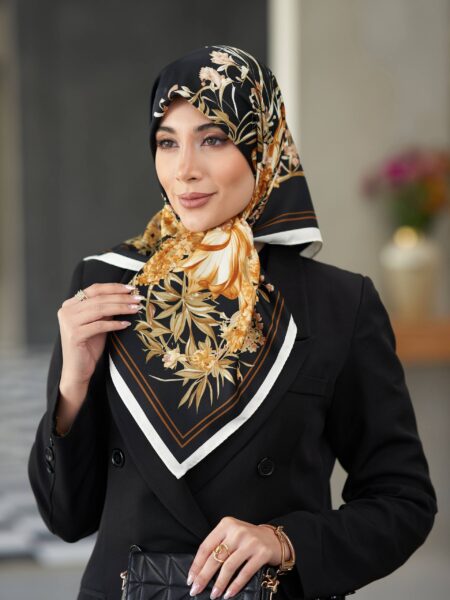روسری ابریشم توییل گل و بته