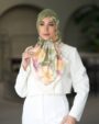 روسری ابریشم توییل ریشه سوزنی سلین