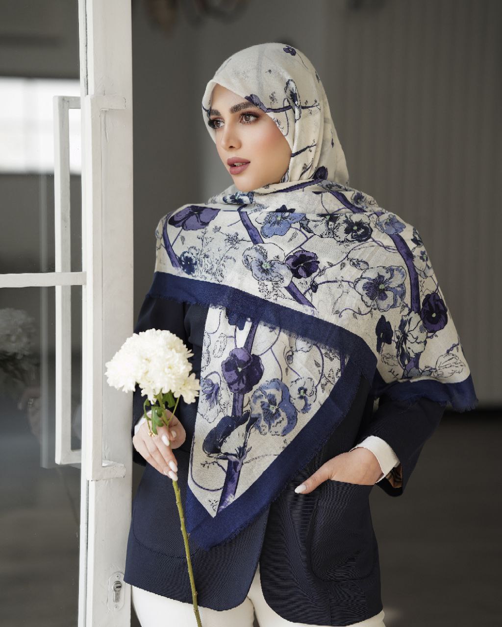 روسری نخی بنفشه